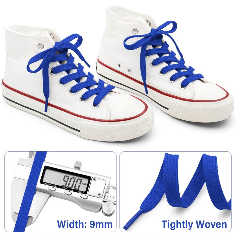 DELELE Solid Flat Shoe Laces: Hollow Thick Royal Blue Shoelaces for Sneakers 2 Pair 63 inch - Image 3